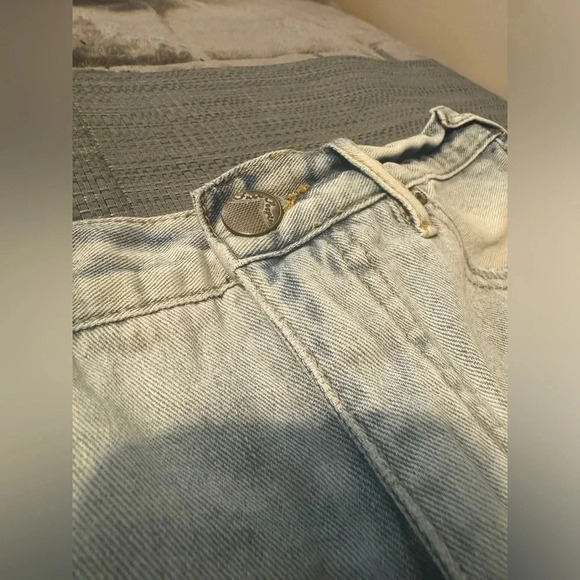 Free People Light Wash Denim Lace Edge Shorts - Picture 6 of 6